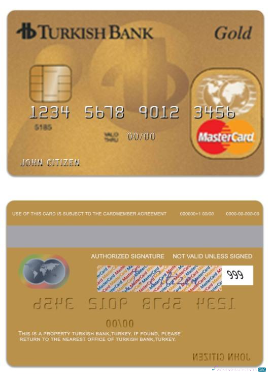 Download Turkey TurkishBank gold mastercard Photoshop template